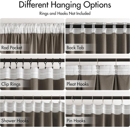 MIULEE Taupe Velvet Curtains 90 inches 2 Panels - Luxury Room Darkening Window Drapes for Bedroom
