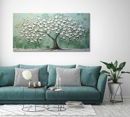 LASMOND Turquoise Tree of Life Wall Art for Living Room Canvas Prints Artwork Modern Abstract
