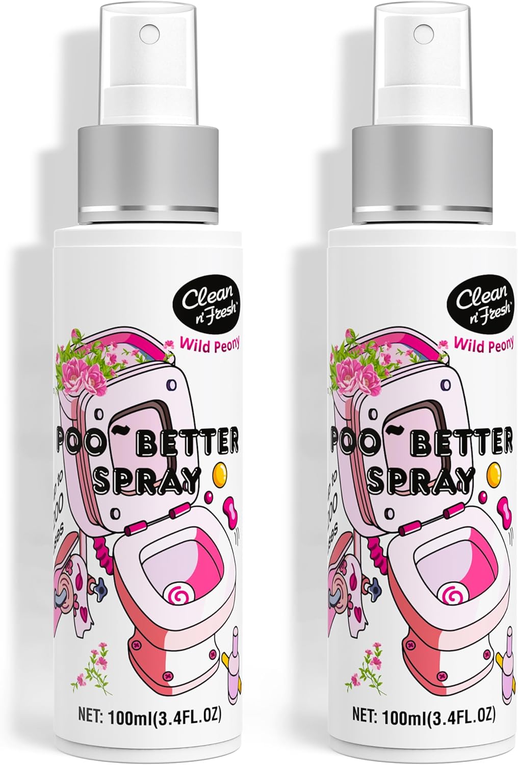 Clean-n-Fresh Toilet Spray, Wild Peony Scent, Bathroom Odor Eliminator & Air Freshener For Room