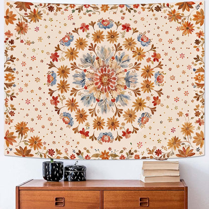 Fowocu Boho Floral Mandala Tapestry Wall Hanging Watercolor Bohemian Flower Medallion Tapestry