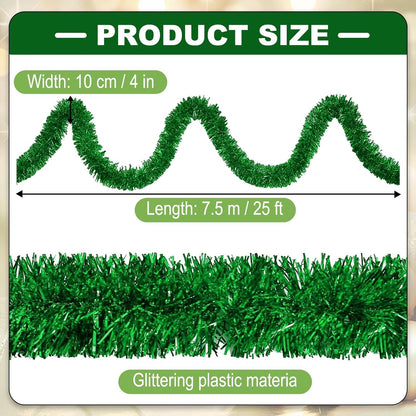 25 Feet Metallic Twist Tinsel Garland Backdrop for Parade Floats, Christmas Eve, New Year