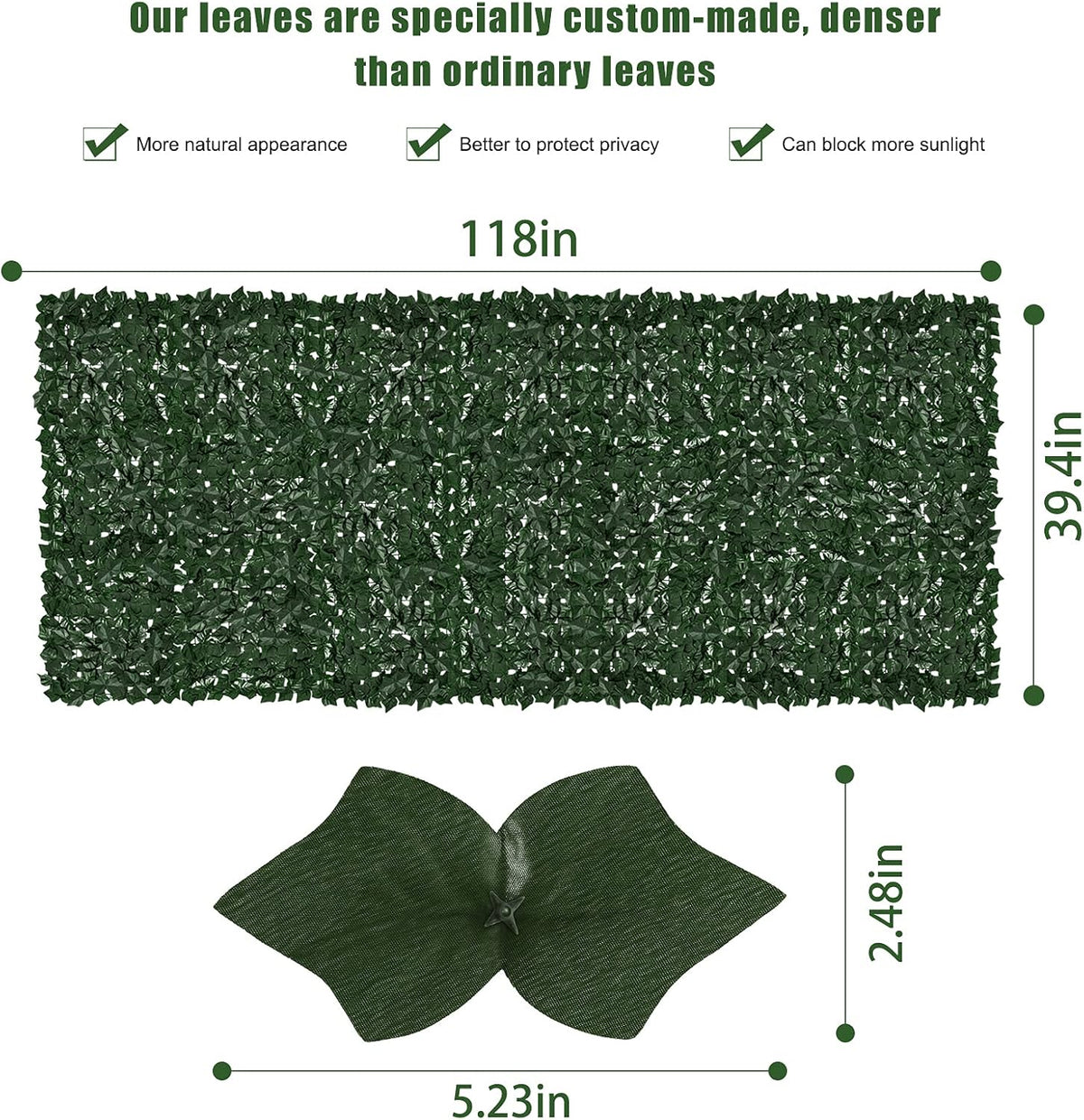 Faux Ivy Fence Privacy Screen Outdoor Expandable Artificial Greenery Roll Fake Hedge Wall Patio