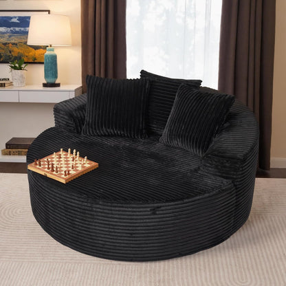 ovios 58" Oversized Round Chair Lounge Chaise Indoor, No Assembly Required, Cloud Large Circle
