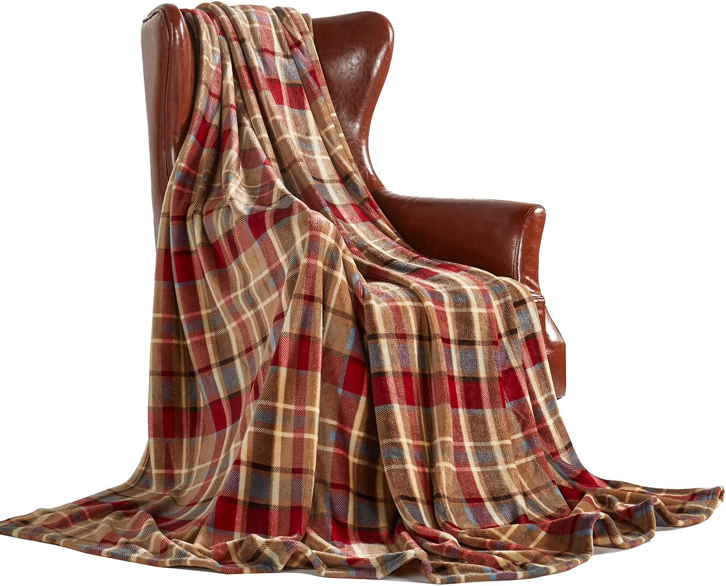 MERRYLIFE Throw Blanket Plaid | Ultra-Plush Soft Colorful Oversized | Decorative Couch Travel