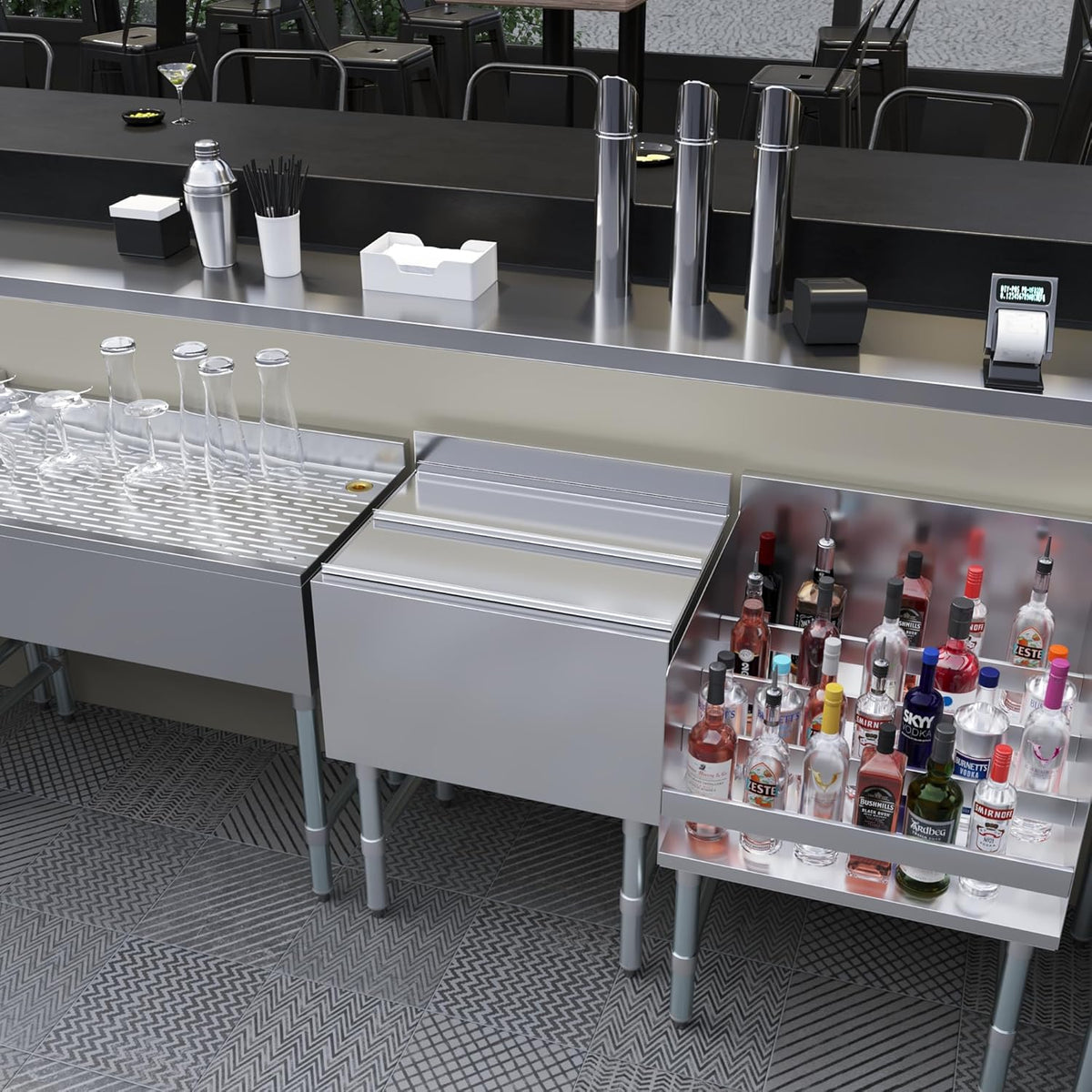 AmGood 18.5 in. x 24 in. Underbar Ice Bin with Sliding Lid | NSF | Stainless Steel Ice Chest with