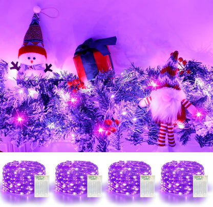 4 Pack 60LED Halloween Fairy Lights Battery Operated - 20FT Twinkle Lights with 2 Lighting Modes