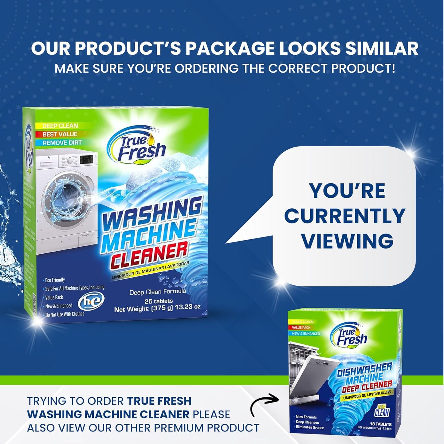 True Fresh Washing Machine Cleaner Tablets – 25-Pack Deep Cleaning for Front Loader, Top Load & HE