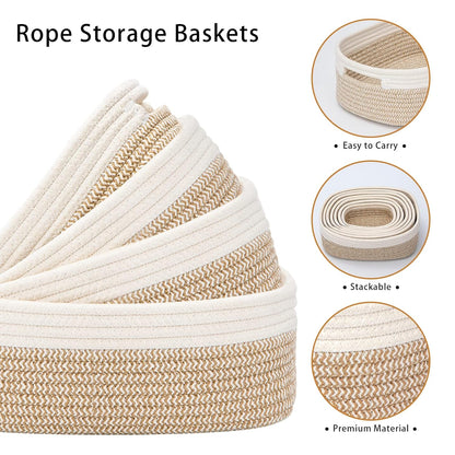 7 Piece Cotton Rope Woven Basket Set - Small Basket for Baby Nursery, Pets, Montessori, Dog & Cat