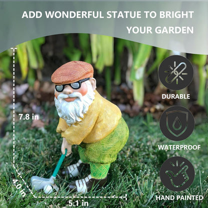Elenon Golf Gnome Garden Statue Decorative, Adorable Flower Bed Decor Gnome Outdoor Decor, Funny