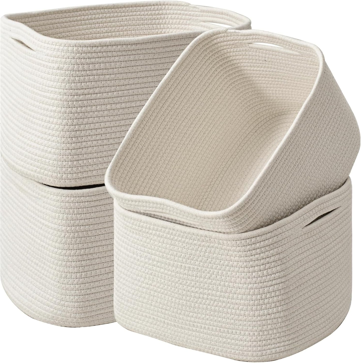 Storage Baskets for Organizing & Shelves, Woven Cotton Rope Organization Bins for Dog Toys