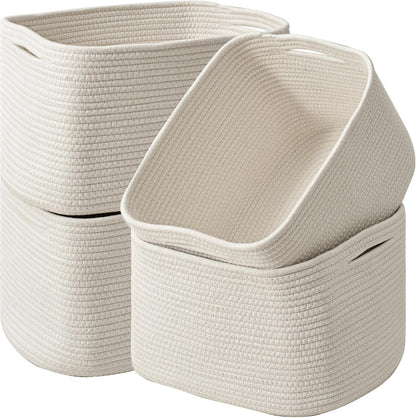 Storage Baskets for Organizing & Shelves, Woven Cotton Rope Organization Bins for Dog Toys