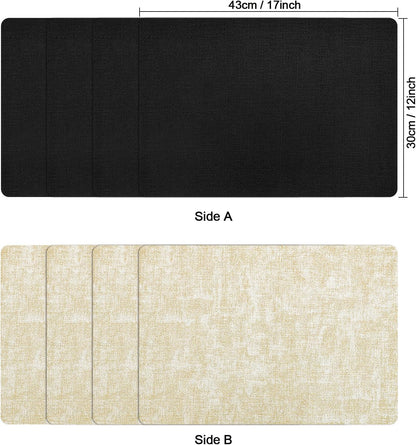 Myir JUN Dual Sided Placemats, Faux Leather Set of 4 for Dining Table Indoor Outdoor, Square