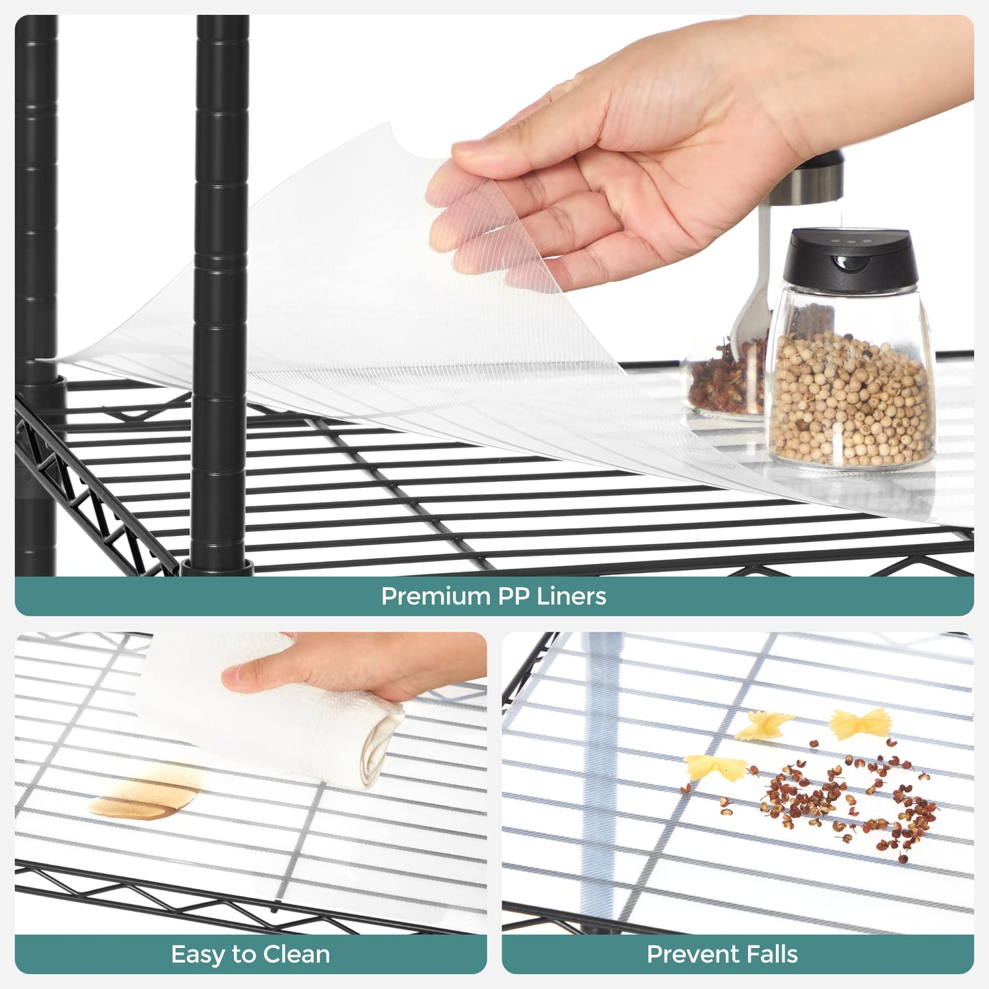 SONGMICS 5-Tier Storage Shelves, Wire Shelving Unit, Kitchen Metal Shelves, Storage Rack with