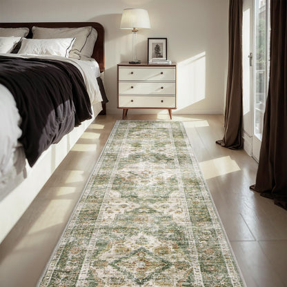 AMOAMI-2X6 Runner Rug-Washable Runners for Hallways-Soft Non Slip Bedside Rugs for Bedroom-Vintage