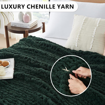 L'AGRATY Chunky Knit Blanket Throw - Soft Chunky Throw Blanket 40x50: 100% Hand Kintted Chenile
