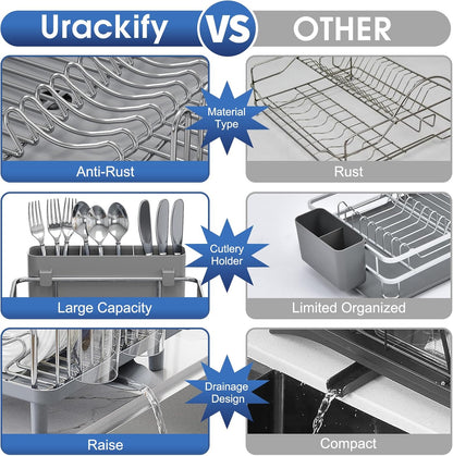 Stainless Steel Dish Drying Rack - Large Capcity 304 Grade Dish Drainer for Kitchen Counter with