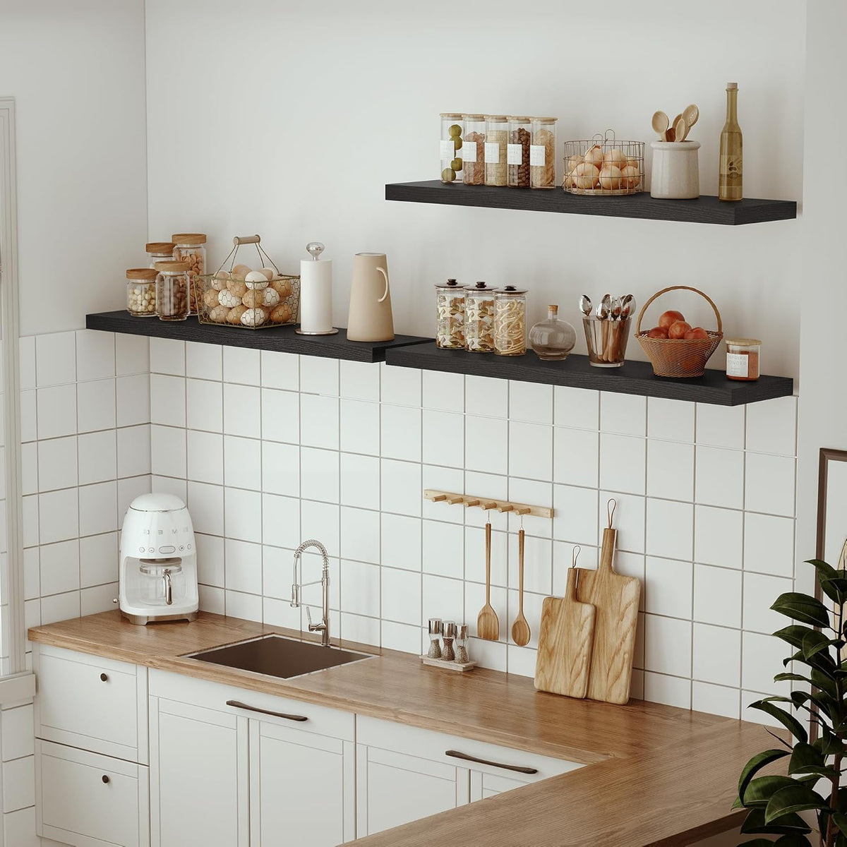 Single Floating Shelves 48 Inches, 48 x 10 inch Deep x 1.8 in Thick, Long Wall Shelves Heavy Duty