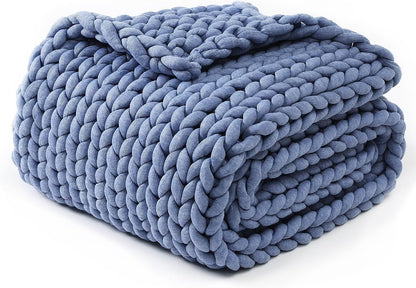 YnM Chunky Throw Blanket, Medium-Weight, Hand Knitted, Skin Friendly, Ventilated and Breathable