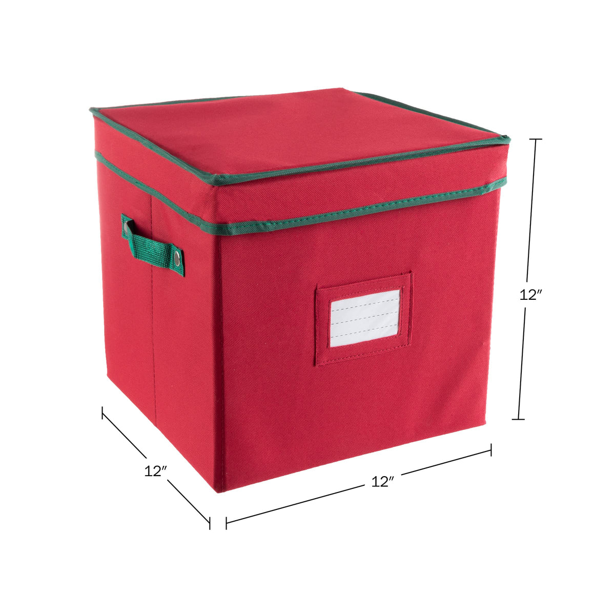 Christmas Decor Storage Box - Red Oxford Canvas Ornament Cube Chest With 64 Compartment Dividers