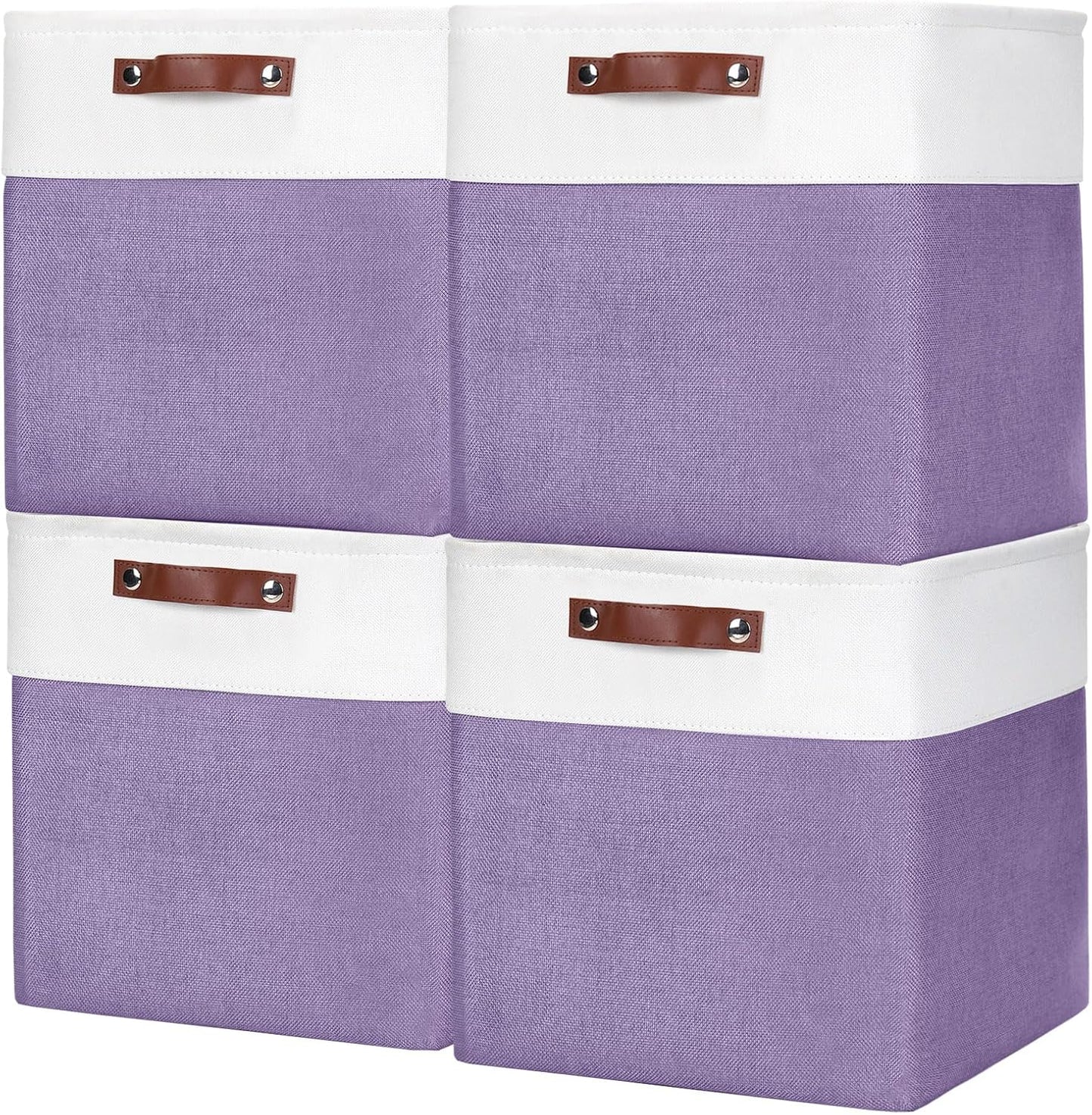 13x13 Cube Storage Bins, Collapsible Fabric Storage Box, 4 Pack Closet Baskets with Handles for