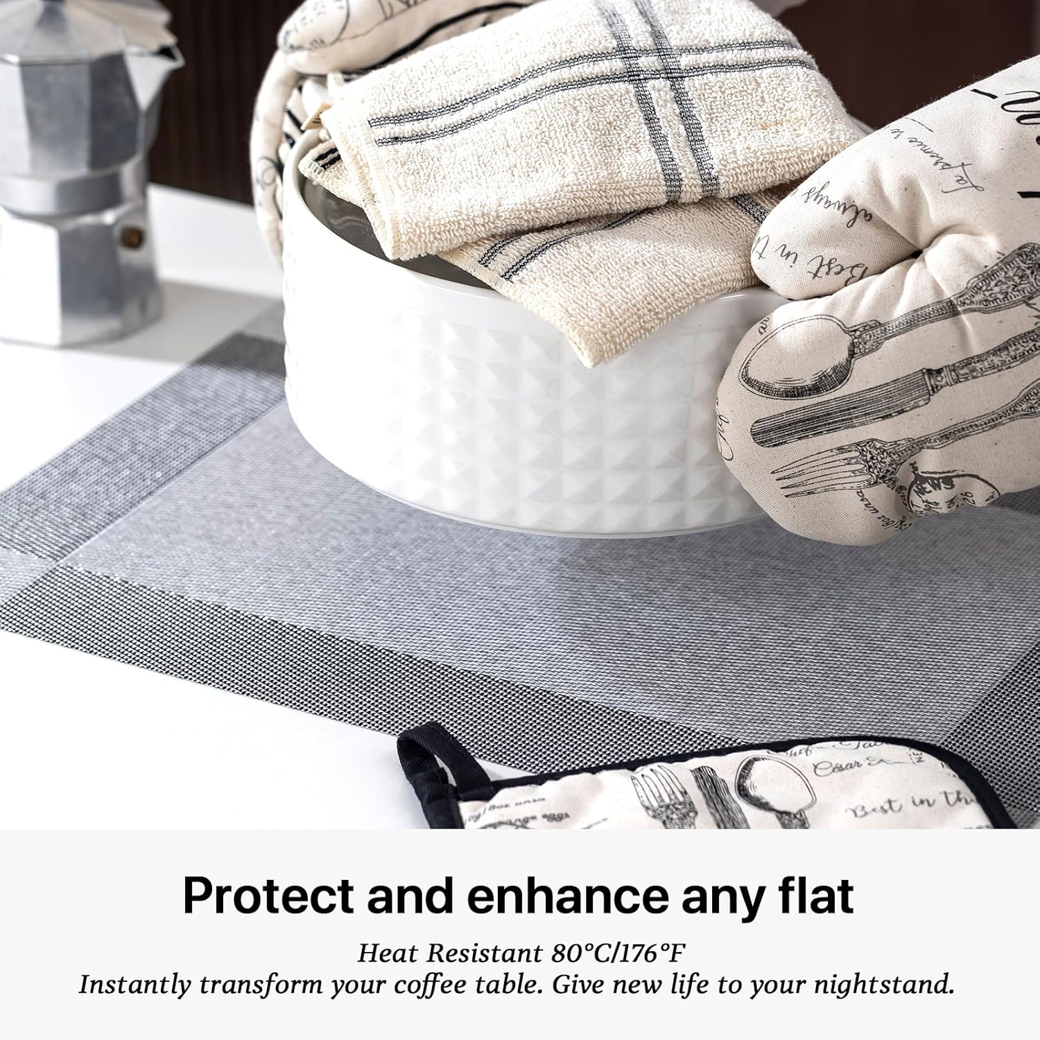 LEXMORE Placemats Set of 8 Vinyl/Plastic Woven Place Mats for Kitchen Table Indoor/Outdoor Washable