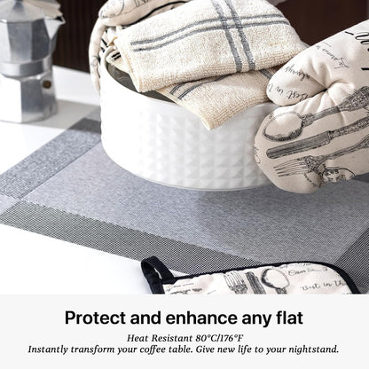 LEXMORE Placemats Set of 8 Vinyl/Plastic Woven Place Mats for Kitchen Table Indoor/Outdoor Washable