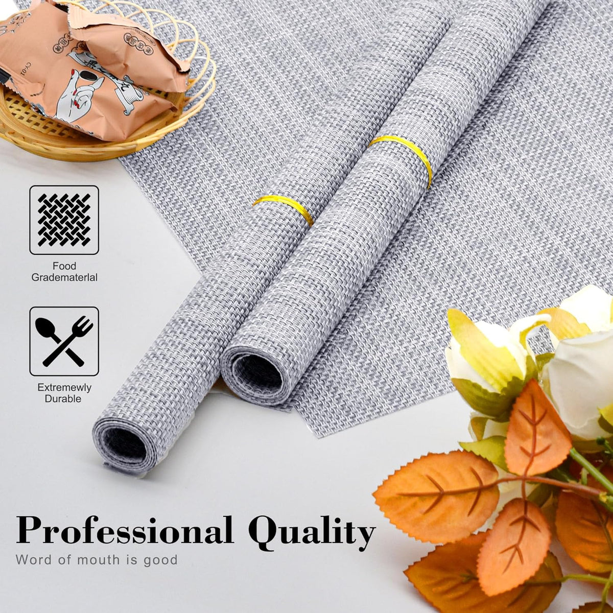CADONO Placemats Set of 4 Washable Indoor/Outdoor Vinyl Place Mats for Dining Table Durable