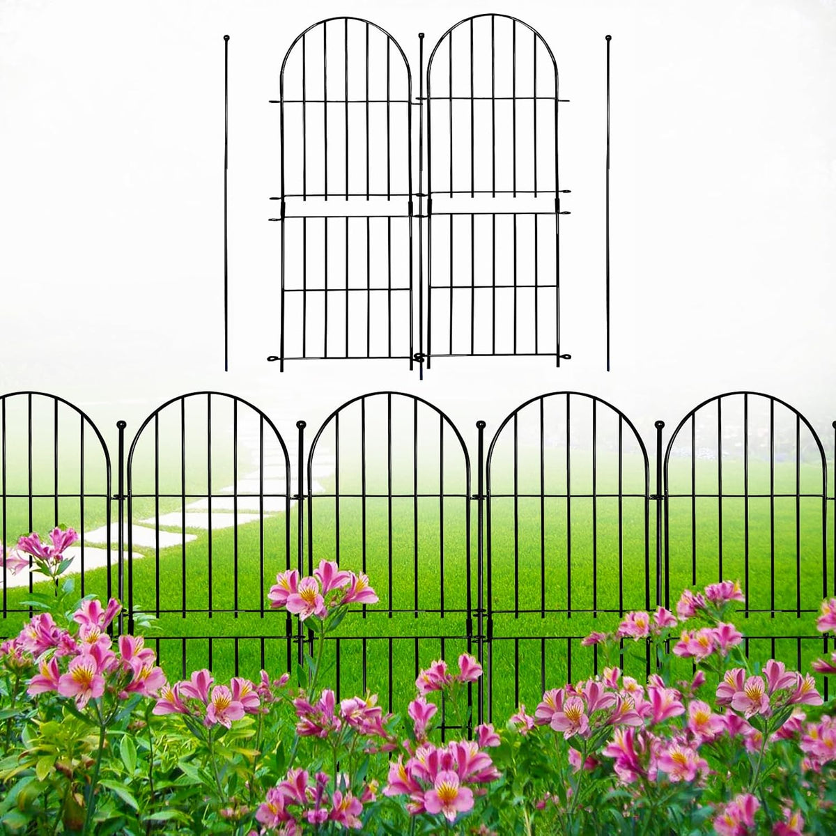 Decorative Garden Fence 31in (H) x10ft (L), 10 Pack No Dig Fence Animal Barrier for Dog, Arched