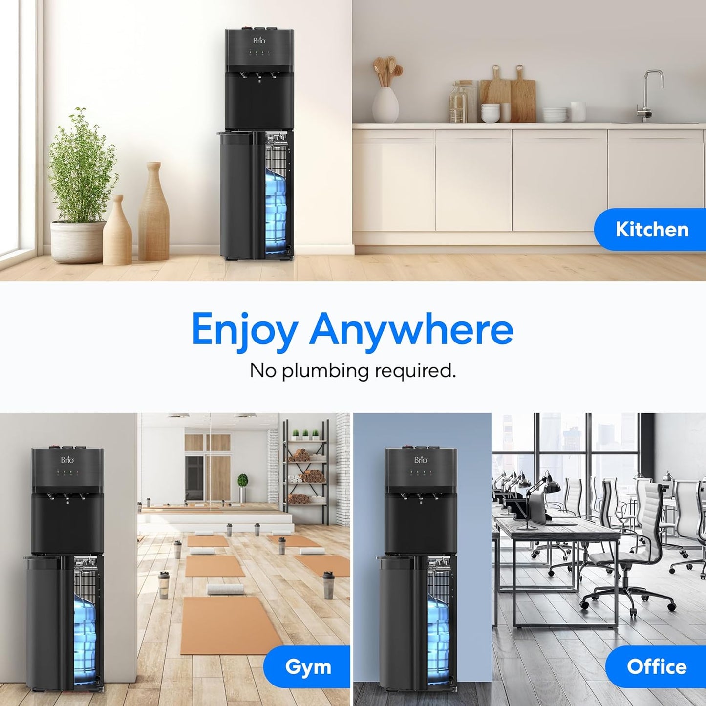 Brio Self Cleaning Bottom Loading Water Cooler Water Dispenser – Black Stainless Steel - 3