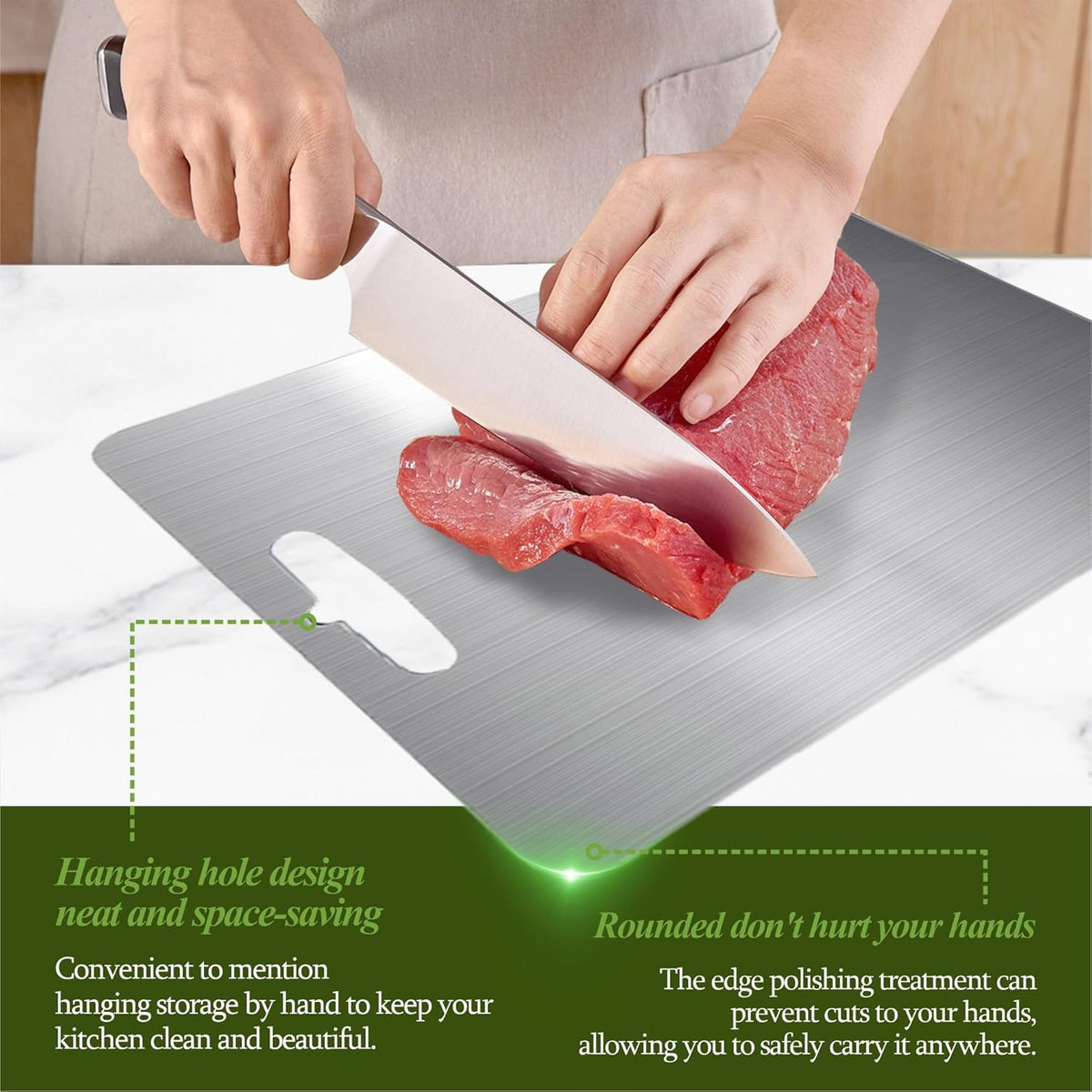 Titanium Cutting Board, 100% Pure Titanium Cutting Boards for Kitchen, Double Sided Food-Grade