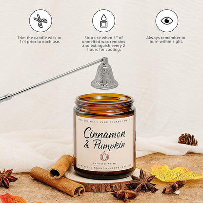 Cinnamon & Pumpkin Scented Candle – Fall Candles for Home Scented, Soy Candles for Home, 7 oz Cozy