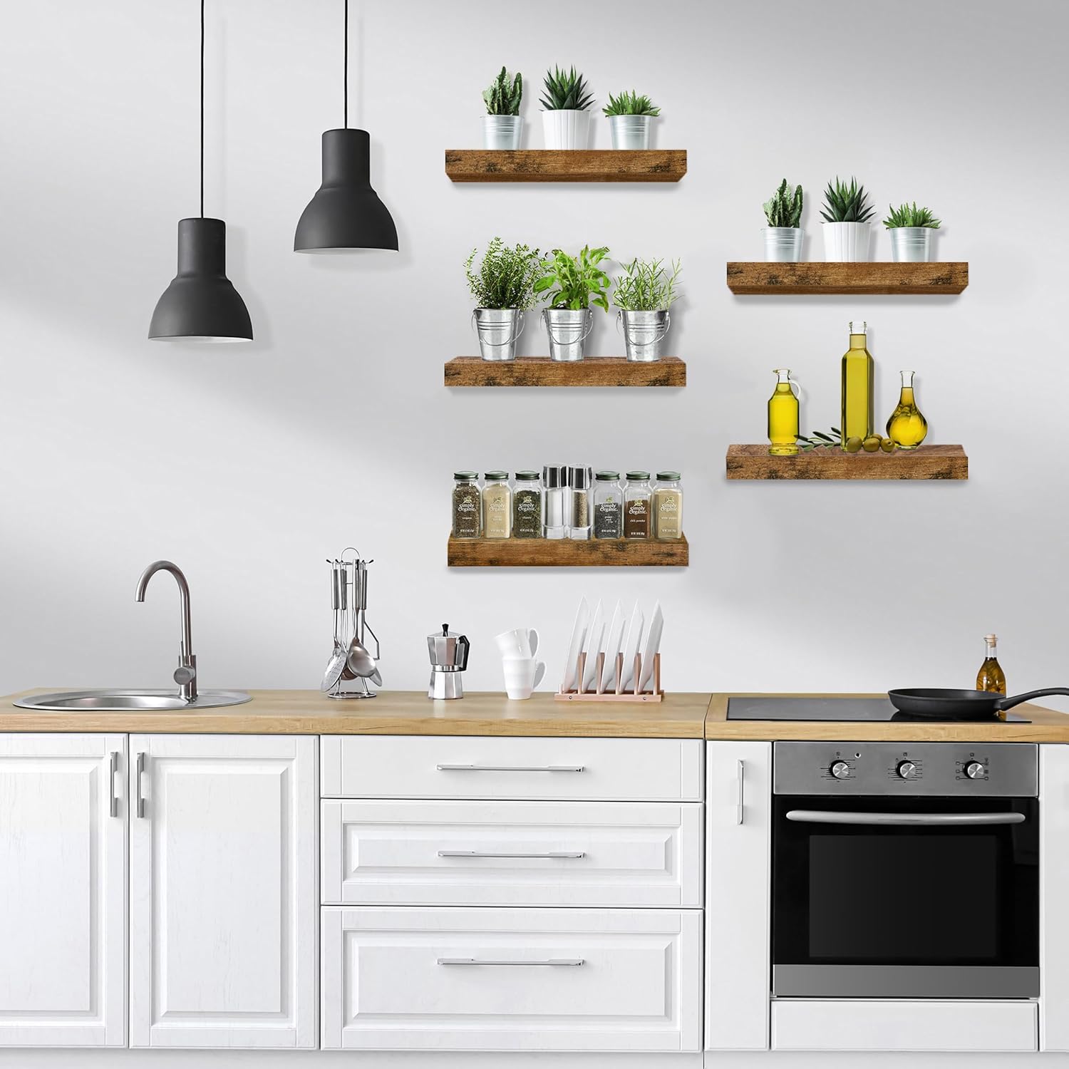 Sorbus Floating Shelves for Wall, Bathroom Shelves Wall Mounted for Kitchen, Bedroom, Living Room