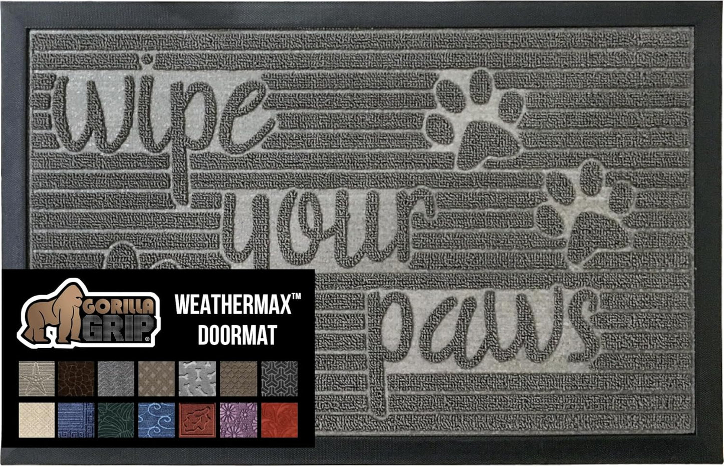 GORILLA GRIP 100% Waterproof All-Season WeatherMax Doormat US Designed Natural Rubber, Stain and