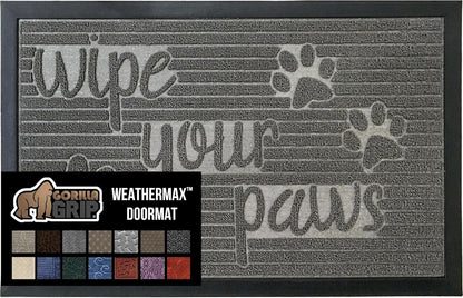 GORILLA GRIP 100% Waterproof All-Season WeatherMax Doormat US Designed Natural Rubber, Stain and
