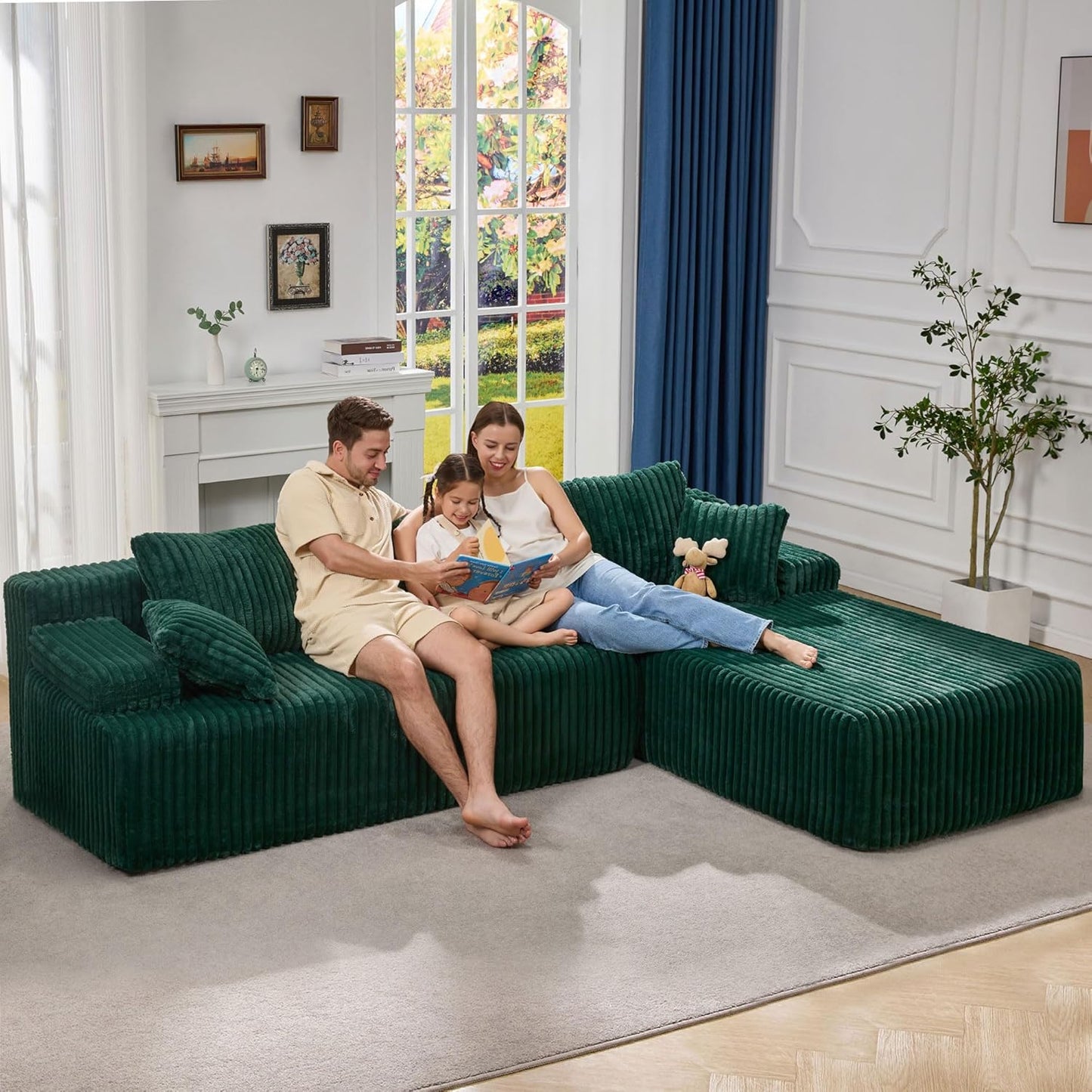 Hobestluk Modular Sectional Sofa Couches 108" L-Shape Couch 3 Seat Modular Sofa Memory Foam