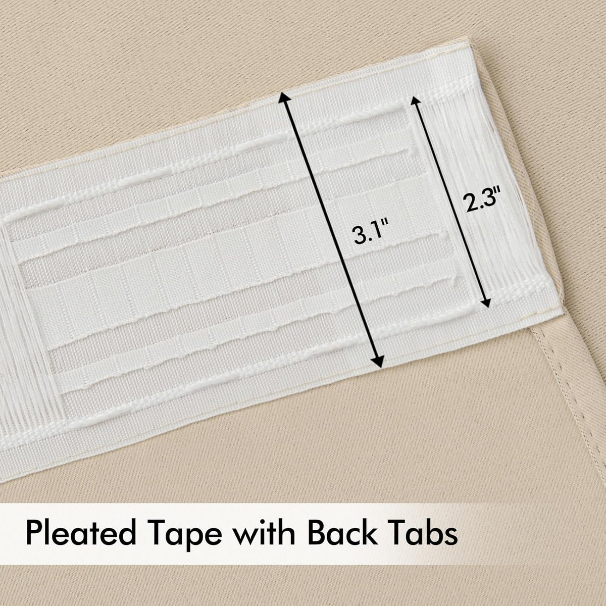 MIULEE Cream Beige Back Tab Light Blocking Curtains 95 Inch Length 2 Panels Set for Living Room