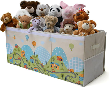 Extra Large Toy Storage Organizer with Lid - Sturdy, Collapsible Toy Chest Storage Box with Cute