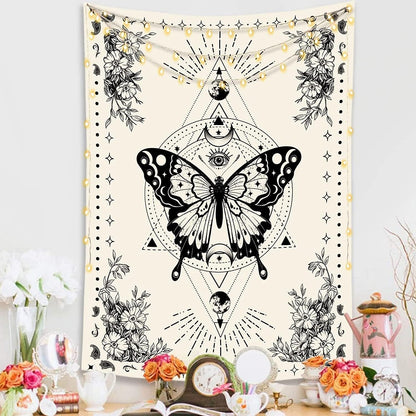 Lunerfex Boho Butterfly Tapestry Small Tapestry Tarot Tapestries Moon Phase Aesthetic Tapestries