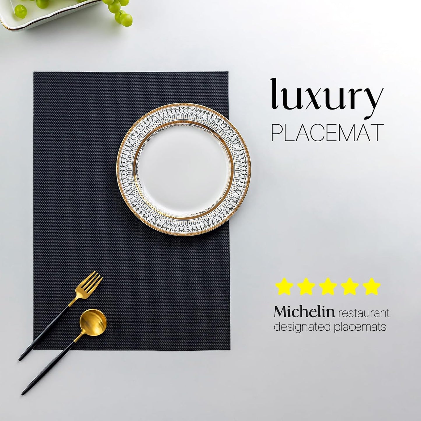 LEXMORE Placemats Set of 8 Vinyl/Plastic Woven Place Mats for Kitchen Table Indoor/Outdoor Washable