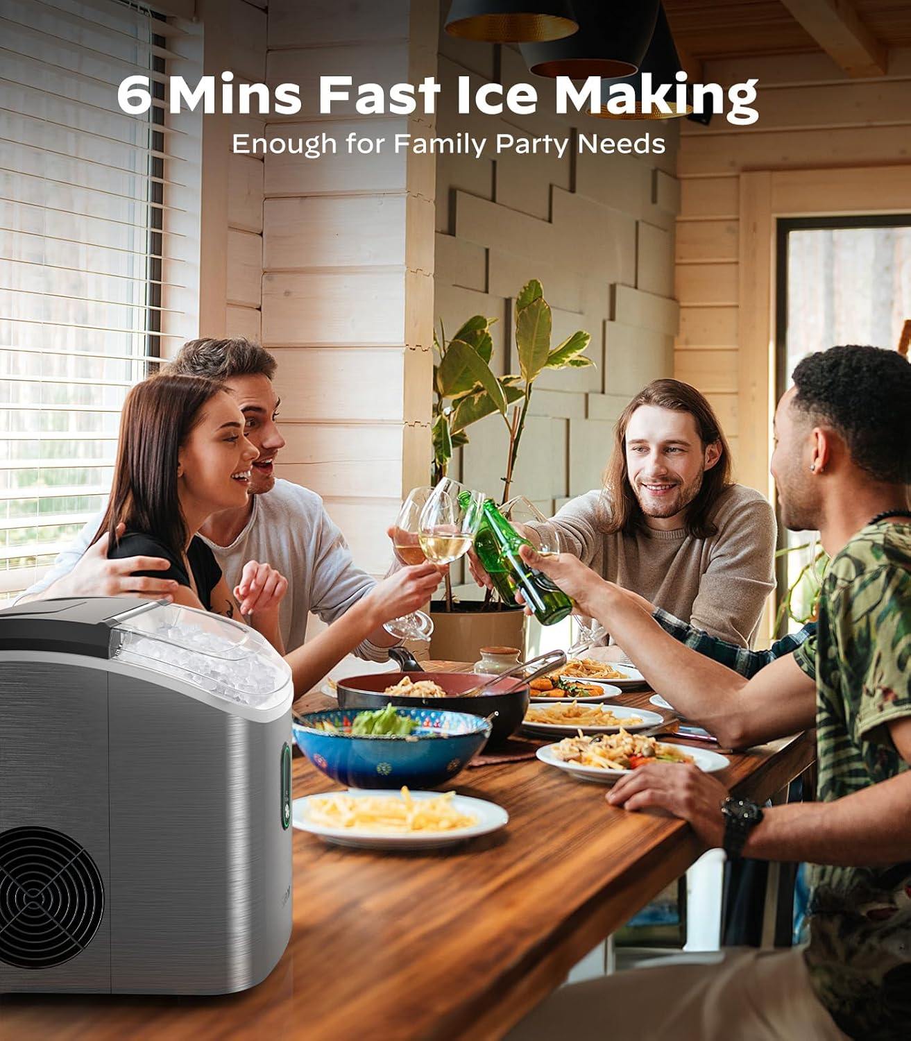 Silonn Nugget Ice Maker Countertop, Pellet Ice Machine with Self-Cleaning Function, Sonic Ice Maker