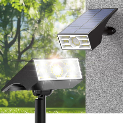 Solar Spot Lights Outdoor, 2 Pack Outdoor Solar Lights for Yard Waterproof, 4 Lighting Modes Solar