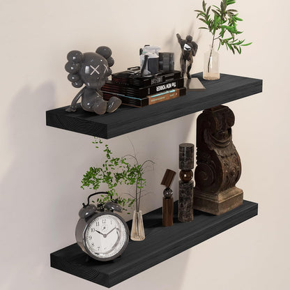 BGMG Wood Floating Shelves 24 inch, Wide Rustic Wooden Wall Shelves for Bathroom Living Room