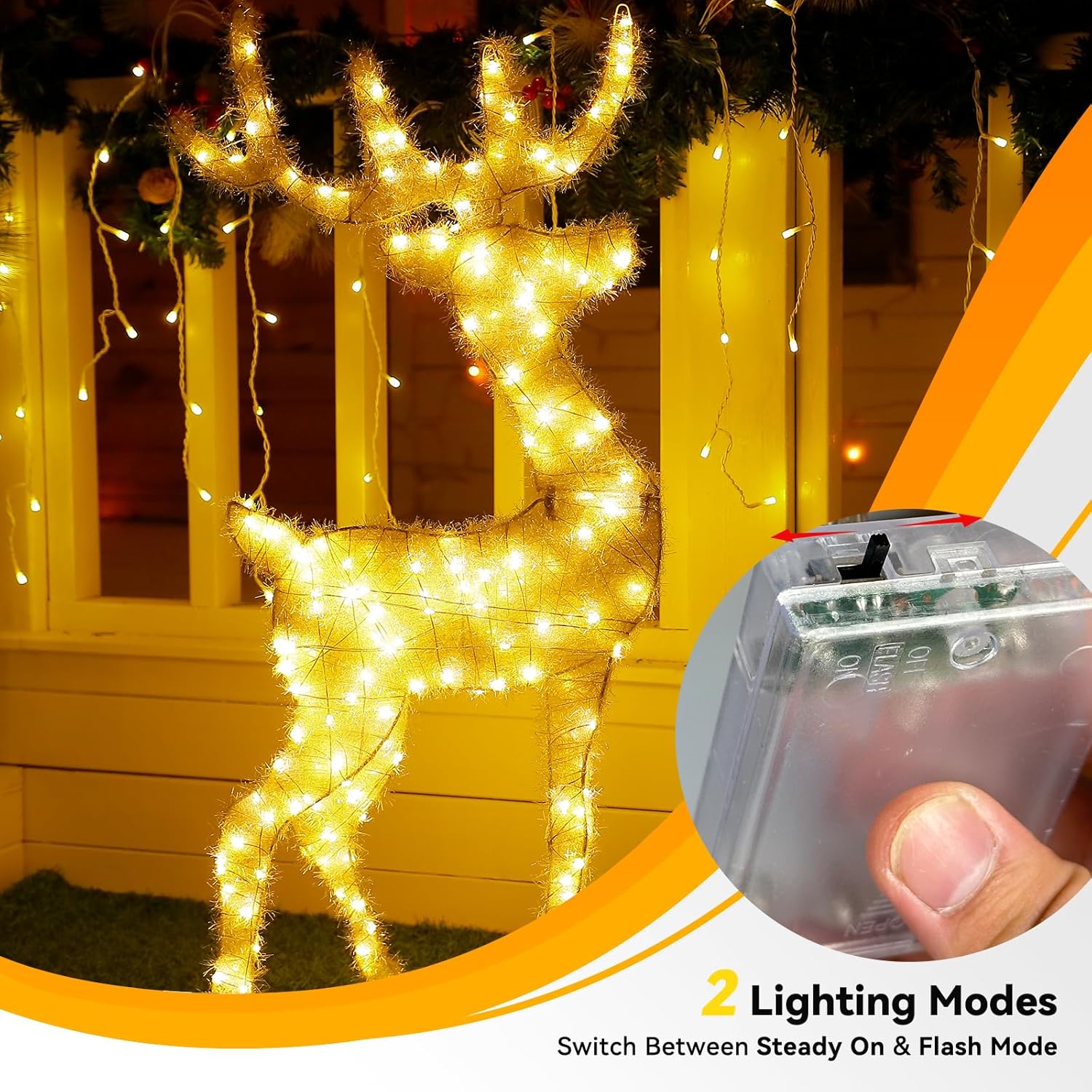 4 Pack 60LED Christmas Fairy Lights Battery Operated - 20FT Twinkle Lights with 2 Lighting Modes