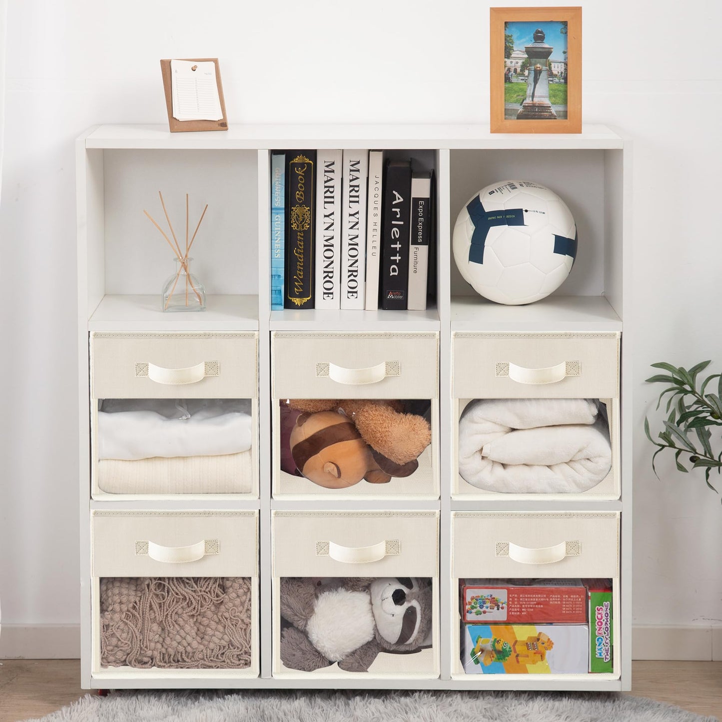 STORAGEIDEAS Storage Bins with Clear Window, 11x11 Storage Cubes, Collapsible Cube Storage Box
