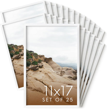 HAUS AND HUES 11x17 White Metal Picture Frames - Features Premium Aluminum, Vertical & Horizontal