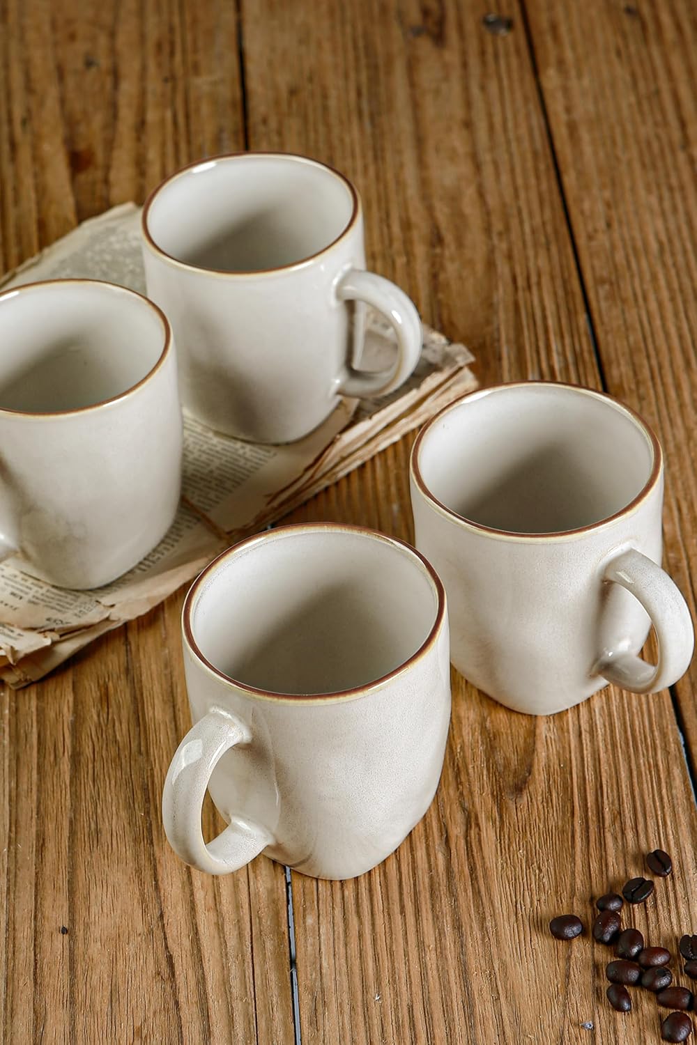 famiware Coffee Mugs Set of 4, Ocean Square 13oz Coffee Cup Set with Handle for Cocoa, Milk, Hot