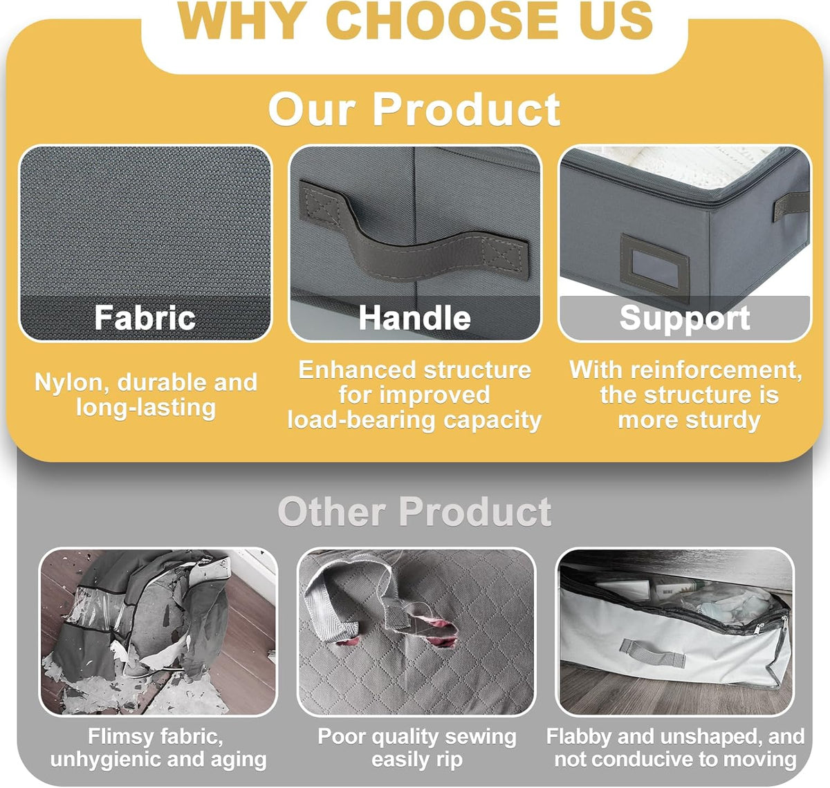 6-Inch Under Bed Organizer, Under Bed Storage Container, Under Crib/Couch Storage, Underbed Storage
