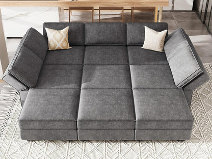 Belffin Modular Sectional Sleeper Sofa Couch with Storage Ottoman Convertible Sectional Couches for