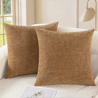 CaliTime Throw Pillow Covers Decorative 20 X 20 Inches Pack of 2 Cozy Chenille Cushion Cases for