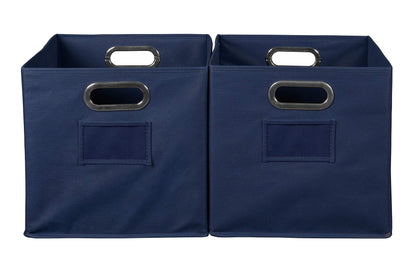 Niche Cubo Set of 2 Foldable Fabric Storage Bin with Label Holder- Blue